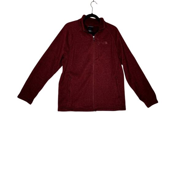 The North Face size L burgundy zip up jacket zip pockets outdoors hiking caual - Picture 1 of 14